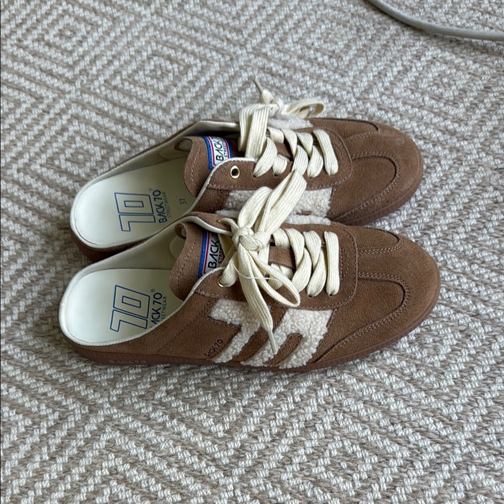 Brown and Cream Casual Sneakers with Unique Design